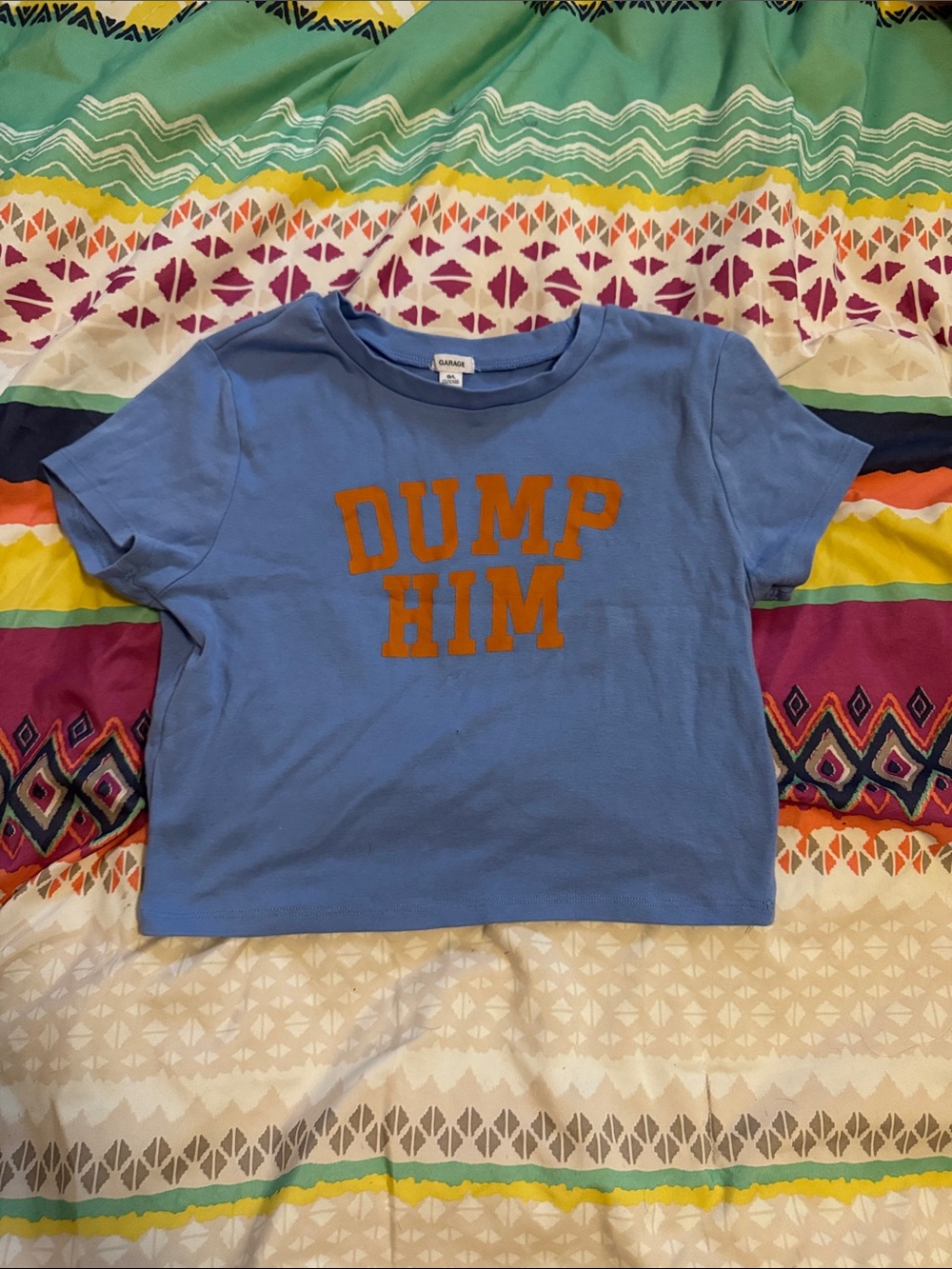 Women’s Blue 'DUMP HIM' Graphic Tee for women - Casual Crop Top